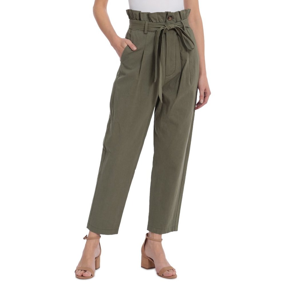 (NWT) Aves Les Filles - olive green cotton twill paperbag waist trousers